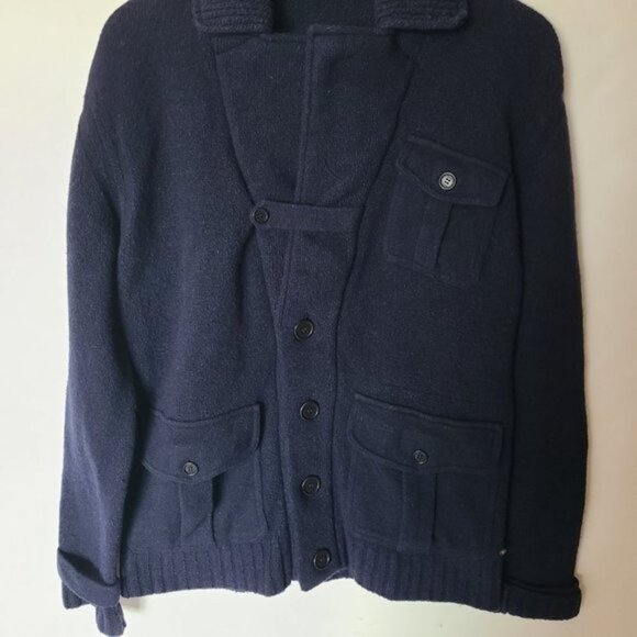 Fendi Blue Mens Coat Jacket Wool Blend XL - Picture 3 of 15